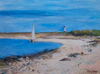 Sejlbåd ud for Berwick, 2021 (akryl)