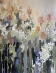 Pastelfarvede blomster i haven