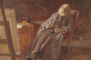 Maleren Vilhelm Kyhn ryger sin pibe
