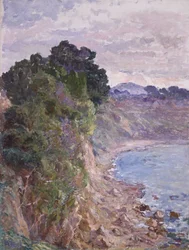 Klipper ved kysten af Sanary, Provence (olie på lærred)