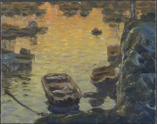 En forårsaften i fiskesæsonen. Studie fra Lofoten, 1910