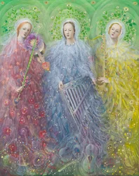 Messe for tre stemmer, 2016 (olie på belgisk linned)