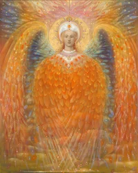 The Angel of Justice, 2010 (olie og bladguld på belgisk linned)