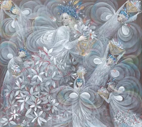 Den hvide hibiscus, 2009 (olie på belgisk linned)