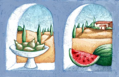 Italiensk landskab, 2010 (gouache)