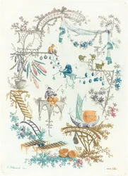 Kinesisk arabesk med en båd, begyndelsen af 1760