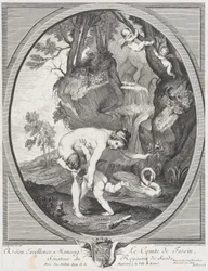 Venus Catching Love eller Venus Flogging Love, ca. 1741. Skaber: Caylus, Anne-Claude-Philippe de, Etienne Fessard.