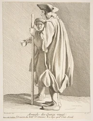 En blind mand fra Quinze-Vingts Hospital, 1738.