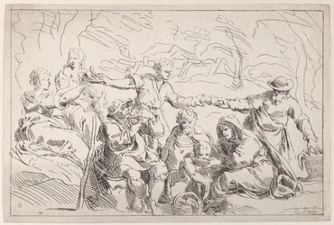 En fest, der spiser udendørs, 1700-tallet.
