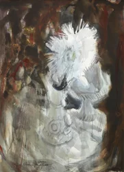 Den hvide krysantemum, ca. 1961 (akvarel og kul)