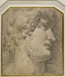 Leder af kejser Gallienus (eller? Hadrian), efter det antikke (sort kridt på flødepapir)