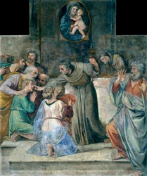 Helbredelse af blinde ved fødslen - Maleri af Annibale Carracci (Carracci