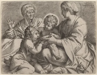 Madonna og barn med de hellige Elizabeth og Johannes Døberen (La Madonna della Scodella)