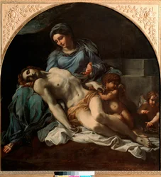 Pietà. Maleri af Annibale Carracci (Annibal Carrache) (1560-1609). 1599-1600. Mål: 156 x 149 cm. Napoli, Museo Nazionale di Capodimonte