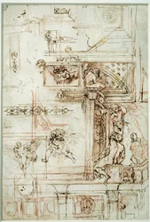 Projekt for Farnese galleriet. Tegning af Annibal Carracci Dit Carrache (1560-1609)