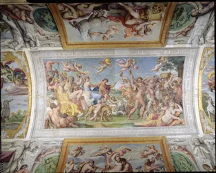 Galleria di Carracci Carracci Hall detalje af Triumf af Bacchus og Ariadne, 1597-1604 fresco