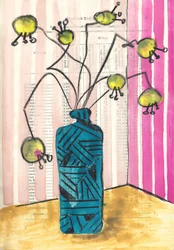 Farverig, fantasifuld vase