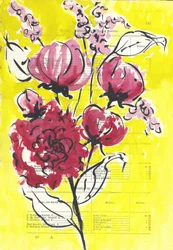 Lyserød Blomstret Gul