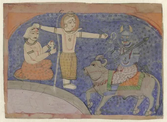 Shiva dræber Yama med sin trefork