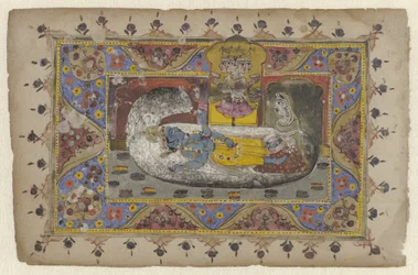 Vishnu på verdensslangen Ananta, Brahma