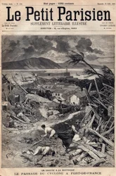 En katastrofe på Martinique: cyklonens passage ved Fort-de-France (Fort de France) i 1891. Indgravering i "" Le petit Parisien"" fra august 1891. Privat samling.