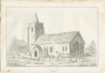 Acton Trussell Church: blyantstegning, nd [?1800-tallet] (tegning)