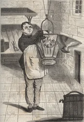 Anthelme Collet (1785-1840) i fængslet i Rochefort. Indgravering i "Fangernes historie fra deres skabelse til i dag"" (1877) af Pierre Zaccone (1817-1895) (Colonia Penale - Straffekoloni). Privat samling.