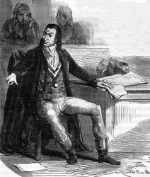 Antoine Quentin Fouquier de Tinville, dit Fouquier-Tinville (1746-1795), fransk lovgiver og revolutionær, offentlig anklager for Revolutionsdomstolen - Indgravering i "Histoire des Girondins"" af Alphonse de Lamartine (1790-1869) 1865-1866 colle