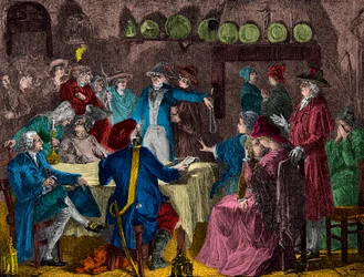 Arrestation af kong Louis XVI og kongefamilien i Varennes i 1791, gravering, privat samling