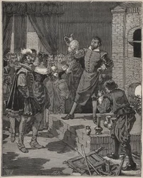 Bernard Palissy (1510-1589), fransk triumferende keramiker, fjerner sine første stykker emalje fra ovnen. Indgravering fra 1880 i "" Les arts et metiers illustres"" af Adolphe BITARD.