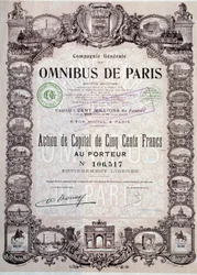 Kapitalandel på 500 Francs i Paris omnibus, 20. århundrede Coll. Del