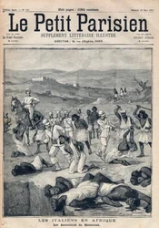 Italiens erobring af Eritrea. Massakrerne i Massawa (Eritrea). Gravure i „Le Petit Parisien“ af 22-03-1891. Privatsamling.