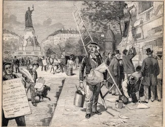 Visning i valgperioden i Frankrig. Indgravering i "" Le Petit Parisien"" den 20/08/1893.