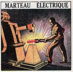 El-værktøj: elektrisk hammer. Anonym illustration af 1925. Privat samling.