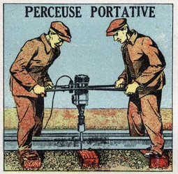 Elektrisk værktøj: bærbar boremaskine. Anonym illustration fra 1925. Privat samling.