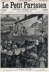 Fest for den fransk-russiske alliance (fransk-russisk): udsigt over Operapladsen under passagen af Felix Faures præsidentielle Cortege (1841-1899). I "" Le Petit Parisien"" den 12/09/1897. Privat samling