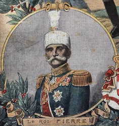 Første Verdenskrig 1914-1918 (14-18): Portræt af Peter I af Serbien (Peter Karadordevic eller Karageorgevich