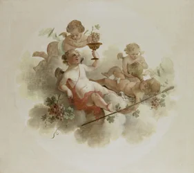 Fire putti med druer
