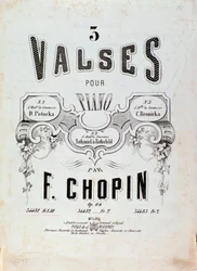 Frontispice af partituret til "3 valse for klaver" af Frederic Chopin (1810-1849) 1800-tallets privatsamling