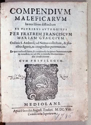 Frontispice af Compendium maleficarum af Guazzo om dæmonologi og hekseri (gravering
