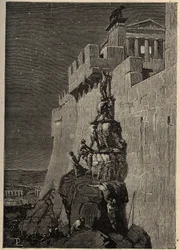 Gallere forsøger at erobre Capitol (390 f.Kr.) - Gæs redder den romerske Capitol fra galliske angribere - - gravering 1890