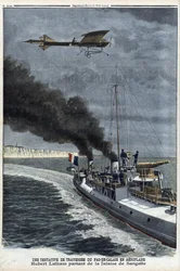 Hubert Latham (1883-1912), fransk flyver, der forlader Sangatte i et monoplan 
