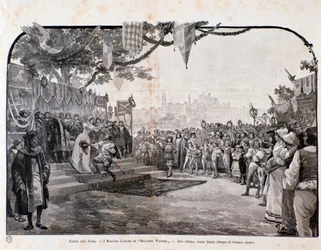 Illustration til den sidste scene af The Mastersingers of Nürnberg af Wagner, til repræsentationen i Teatro alla scala
