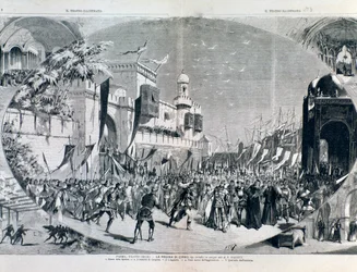 Illustrationer til operaen Dronningen af Cypern af Halevy opført i 1883 i Parma