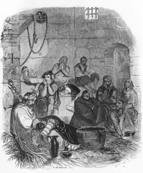 Interiør af et inkvisitionsfængsel - Illustration i "" Mysteries of the Inquisition and Other Secret Societies of Spain"" Af Victor de Fereal, Suberwick, Manuel Galo de Cuendias. Udgivet af P. Boizard