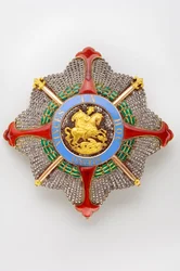 Kingdom of the Two Sicilies - Royal House of the Two Sicilies: plade af Sankt Georgs orden af Reunion - Model for stormesteren - begyndelsen af det 19. århundrede - Guld, sølv, markasit og emals - D 8,5 cm; vægt 80 g - Privat samling