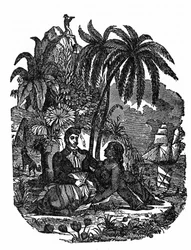 Piraternes liv på øen Madagaskar. Indgravering af "Piratens egen bog" 1837.