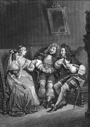 Den dyrebare latterlige gravering efter Vernet fra "" Værker af Jean-Baptiste Poquelin dit Moliere (Jean Baptiste Poquelin