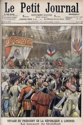 London, Storbritannien. Præsident Loubets rejse. Modtagelse i Guildhall af Sir Marcus Samuel. Le Petit Journal, juli 1903 (gravering)