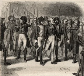 Maximilien Robespierre og hans medanklagede arresteret i konventionen i 1794 Privat lim
